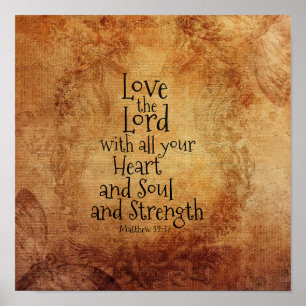 "Love the Lord" Scripture Matthew 22, Vintage Poster