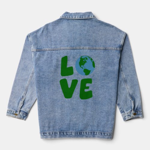Love the Mother Earth Planet  Denim Jacket