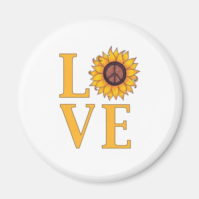 Love the Peaceful Sunflower Magnet (Front)