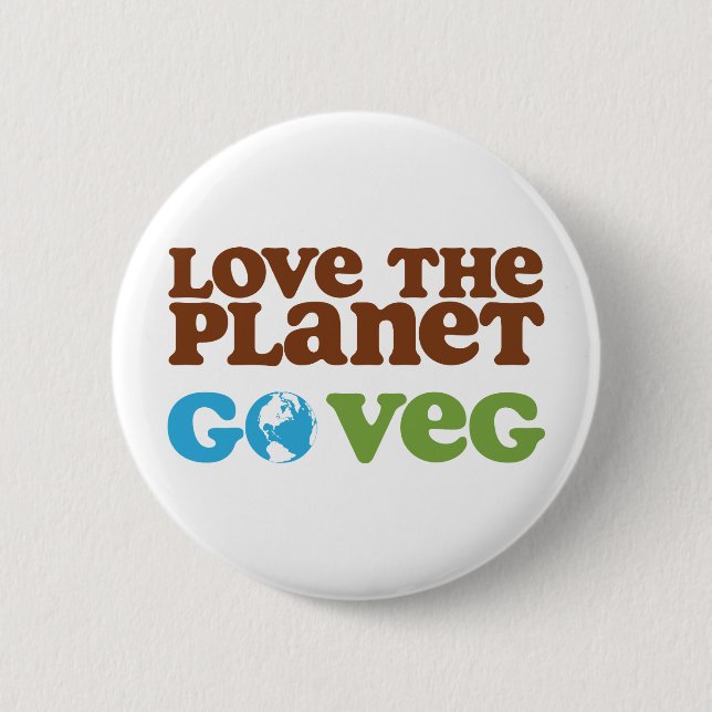 Love the Planet Go Veg Button (Front)