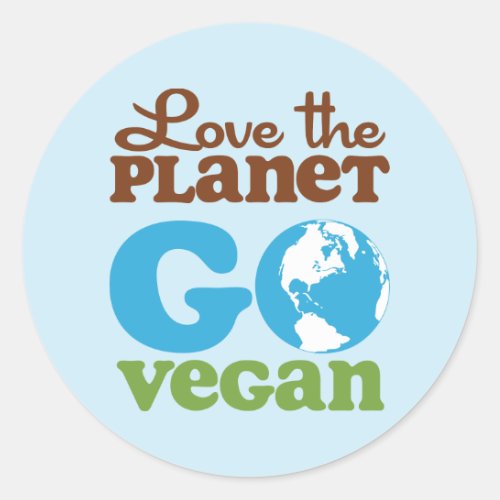 Love the Planet Go Vegan Classic Round Sticker