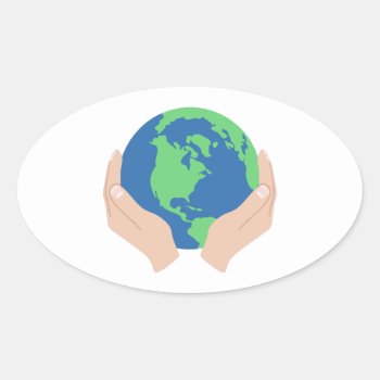 Love The Planet Oval Sticker by HopscotchDesigns at Zazzle