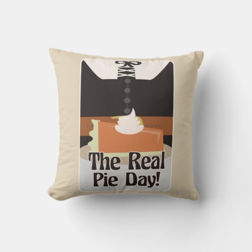 Love The Real Pie Day Thanksgiving Cartoon Throw Pillow