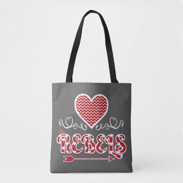 Love the Rebels Tote (Dark Gray) Bag (Front)