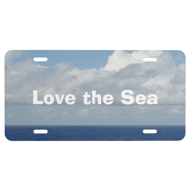 Love the Sea Fluffy Clouds License Plate (Front)