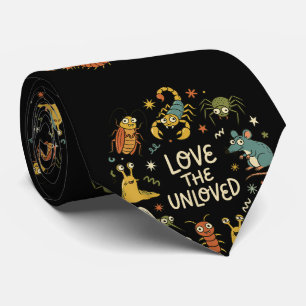 Love The Unloved Cute Cartoon Insects Funny Quote Neck Tie