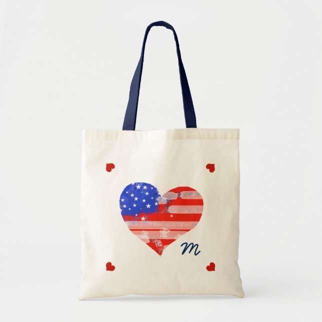 love the USA heart Tote Bag (Front)