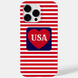 Love the USA Patriotic Red White Blue Fun Heart Case-Mate iPhone 14 Pro Max Case