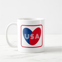 Love the USA Patriotic Red White Blue Heart Simple