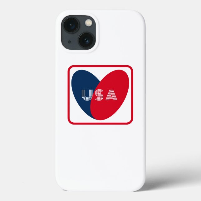 Love the USA Patriotic Red White Blue Simple Heart Case-Mate iPhone Case (Back)