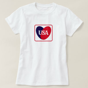 Love the USA Patriotic Red White Blue Simple Heart T-Shirt