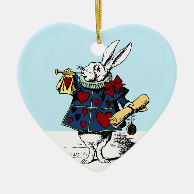 Love the White Rabbit Alice in Wonderland Ceramic Ornament (Front)