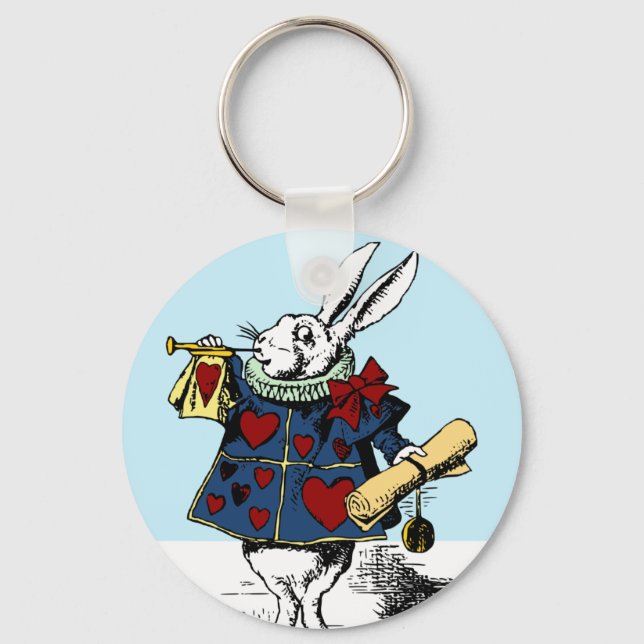 Love the White Rabbit Alice in Wonderland Keychain (Front)