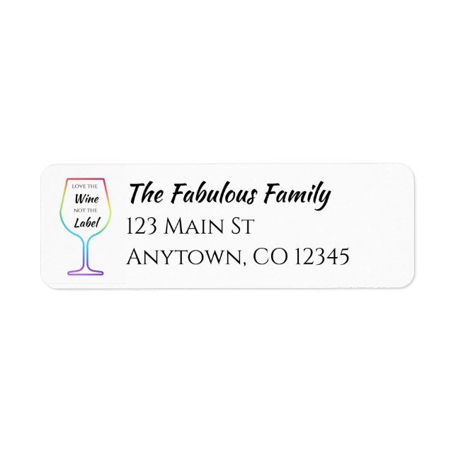 Love the Wine Not the Label rainbow wine glasses (Front)