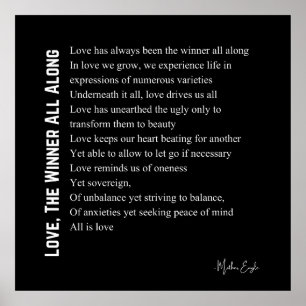 Love the winner all along poem poetry poster black