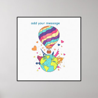 Love the World Hot Air Balloon Travel Design Canvas Print