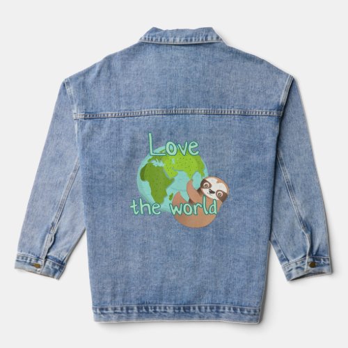 Love The World Sloth  Denim Jacket