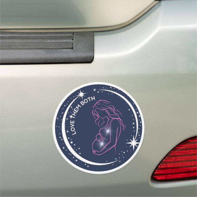 Love Them Both Pro-Life Mother and Unborn Baby  Car Magnet (In Situ)