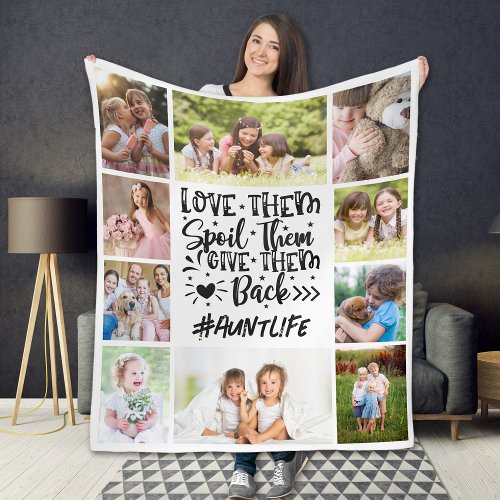 Love Them Spoil Them Aunt Photo Collage Fleece Blanket