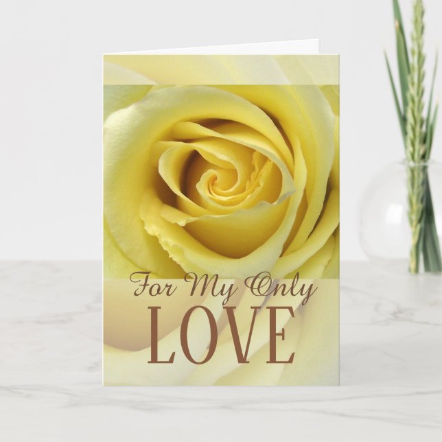 Love Theme with Yellow Rose Petals Up Close Card (Front)