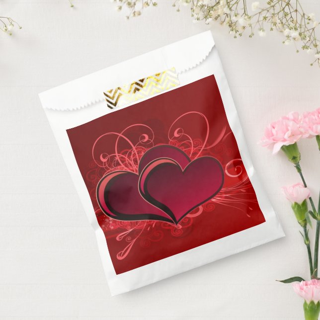 Love Themed Red Hearts Party Favor Bags (Sealed)