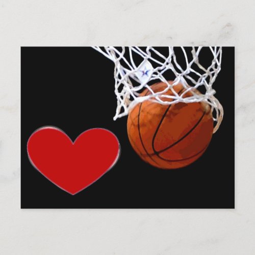 Love This Game Basketball Red Heart Postcards