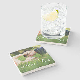 Love This   Modern Urban Casual Script Photo Stone Coaster