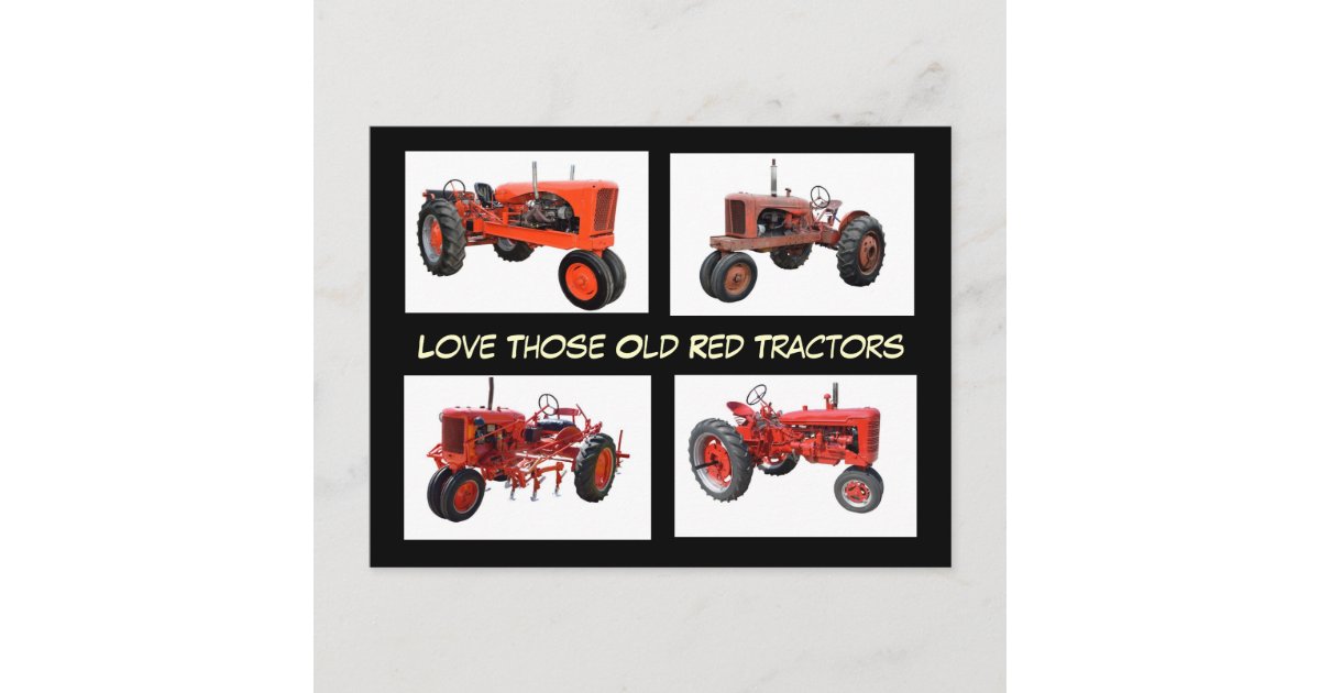 Love Those Old Red Tractors Postcard Zazzle