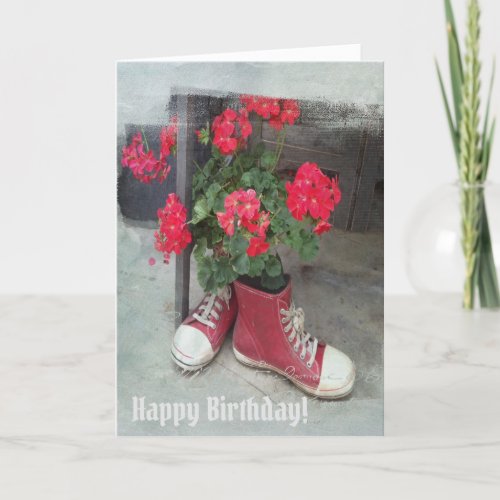 Love those Shoes and Red Geraniums Card