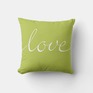 Love Throw Pillow Apple Green White