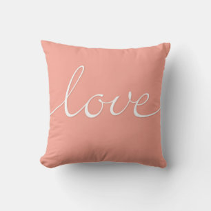 Love Throw Pillow Salmon Pink White