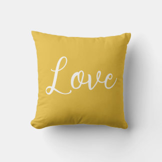 Love Throw Pillow Yellow White