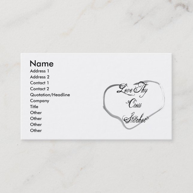 Love Thy Cross Stitcher Business Card (Front)