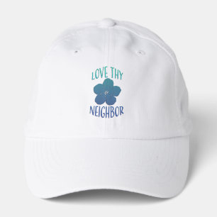 Love Thy Neighbor Blue-Green Inspirational Flower Performance Cap