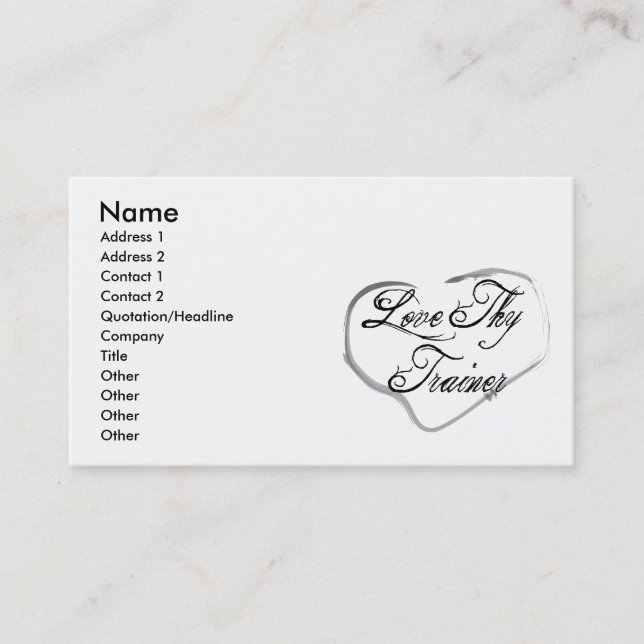 Love Thy Trainer Business Card (Front)