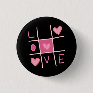 Love Tic Tac Toe Pin Button Valentine's Day Gift