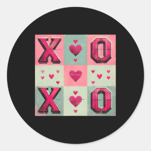 Love Tic-tac-toe Valentine Design Classic Round Sticker