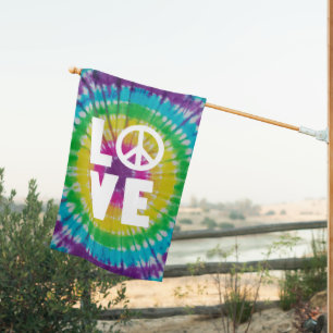 LOVE tie dye PEACE Outdoor Flag