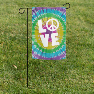 LOVE tie dye PEACE Outdoor Garden Flag