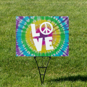 LOVE tie dye PEACE yard sign
