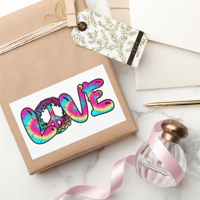 Love tie-dye rectangular sticker (Gifting)
