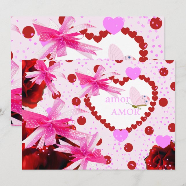 Love ties and hearts for lovers invitation (Front/Back)