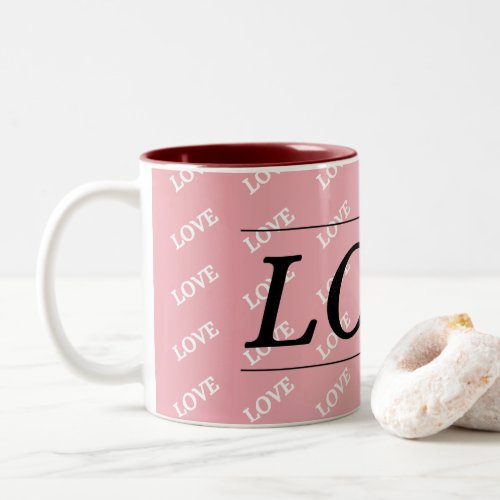  LOVE title pink color Two_Tone Coffee Mug