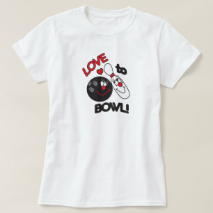 Love to Bowl Bowling Pin and Ball T-Shirt