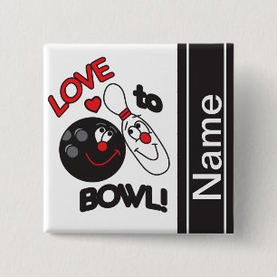 Love to Bowl Personalize Pinback Button