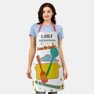 Love To Cook Chef Cooking Utensils Personalize Apron