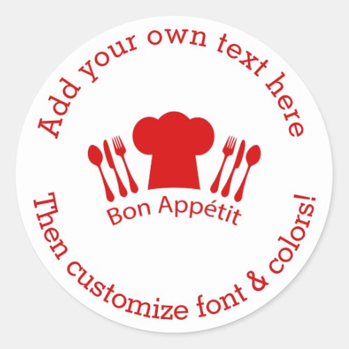Love to Cook Chef Hat Bon Appetit Classic Round Sticker