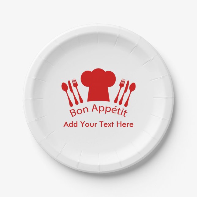 Love to Cook Chef Hat Bon Appetit Paper Plates (Front)