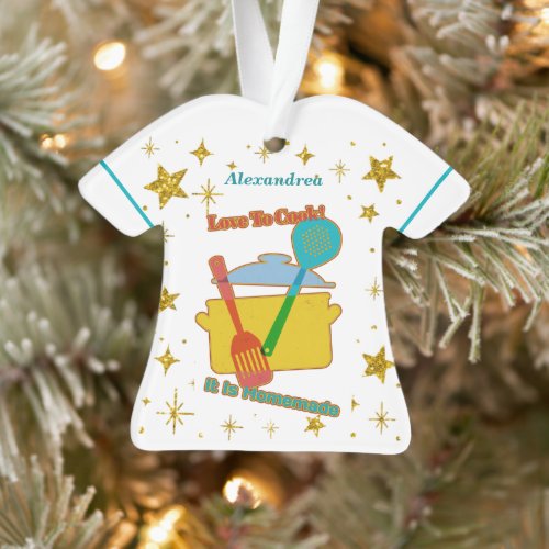 Love To Cook Christmas Gold Stars  Ornament