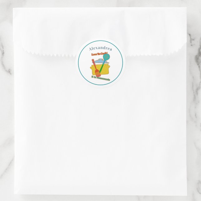 Love To Cook It Is Handmade Saying  Classic Round Sticker (Bag)